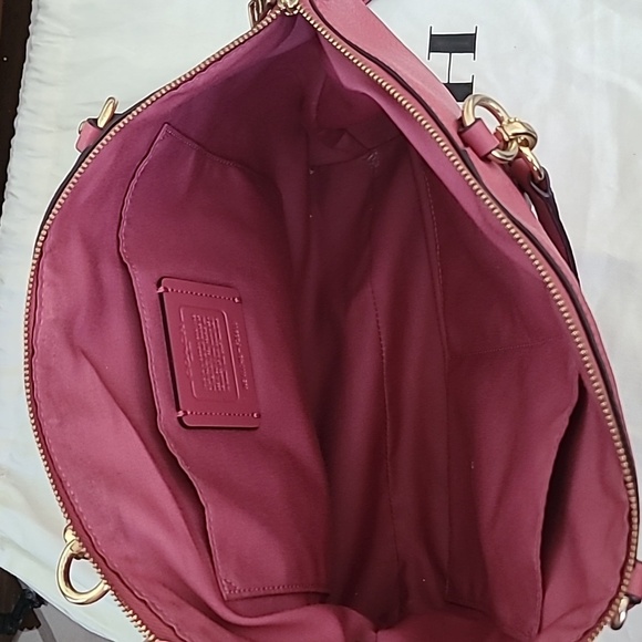 Coach Rose Leather Shoulder Bag with Gold Accents - Picture 10 of 11